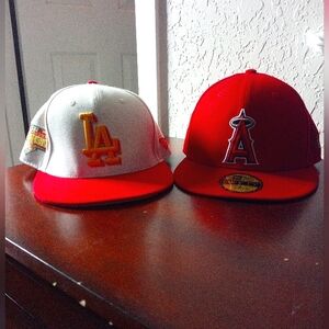 Red and White Sports Team Hats